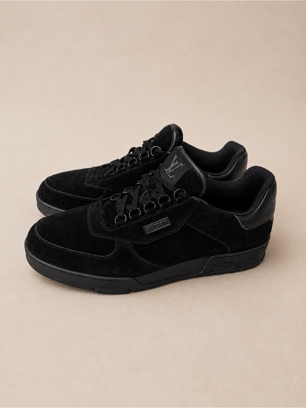 Louis Vuitton Virgil Abloh Black Suede Low Top Sneakers Men’s 9.5 - Picture 1 of 10